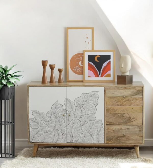 Ranthambore 2-Door Sideboard Natural and White - Image 3