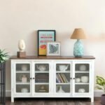 Madrid 4-Door Glass Sideboard, Finish-Premium White - Image 2