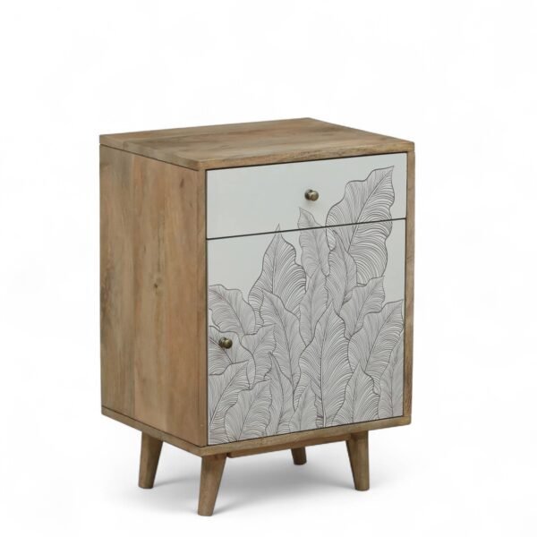 Ranthambore Bed Side Table, Finish-Natural and White - Image 4