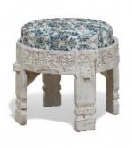 Udaipur Low Seating Stool Set of 2 (L) - White Distressed - Image 4