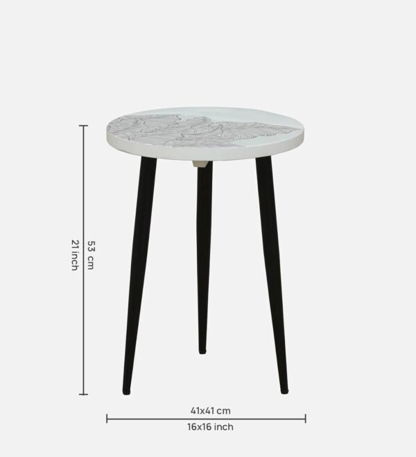 Ranthambore End Table - White and Black - Image 4