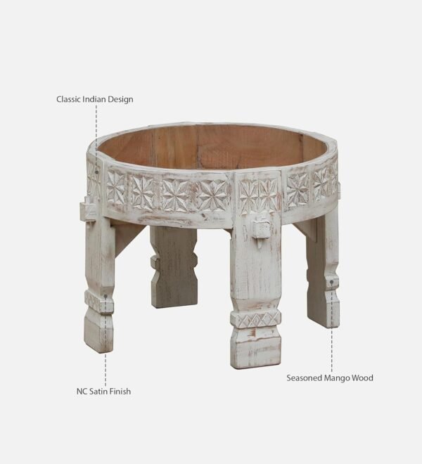 Udaipur Side Table Finish- Disressed White - Image 6