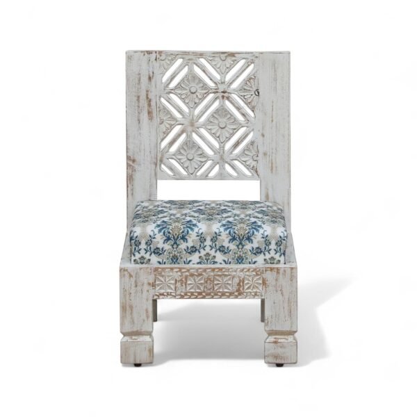 daipur Low Seating Chair Set of 2 ,Finish- Distressed White - Image 6