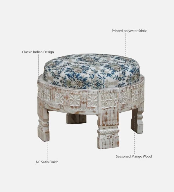 Udaipur Stool (S) Finish- Distressed White - Image 6