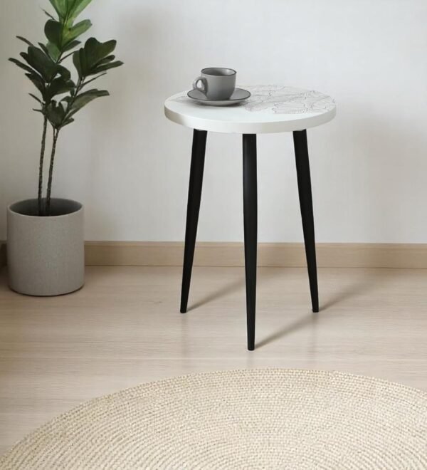 Ranthambore End Table - White and Black - Image 3