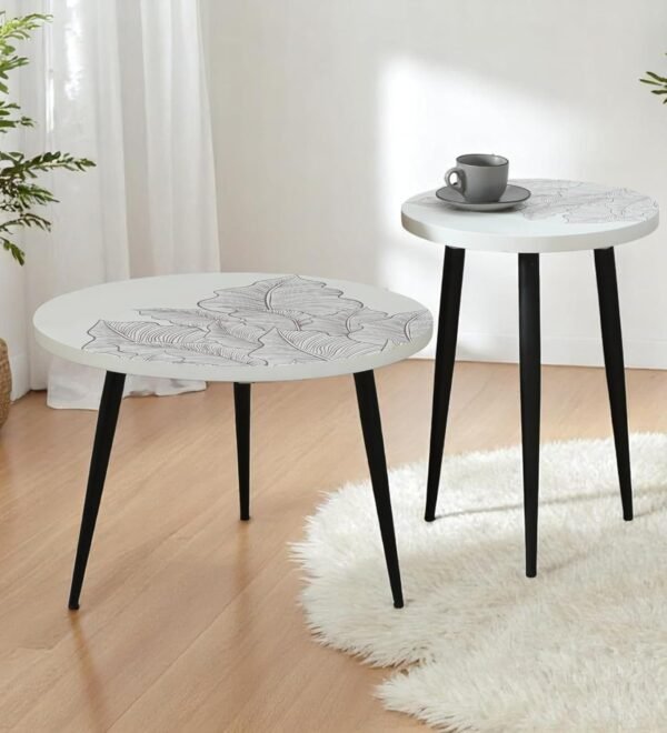 Ranthambore Nesting Table Set Of 2- Finish- White and Black - Image 3