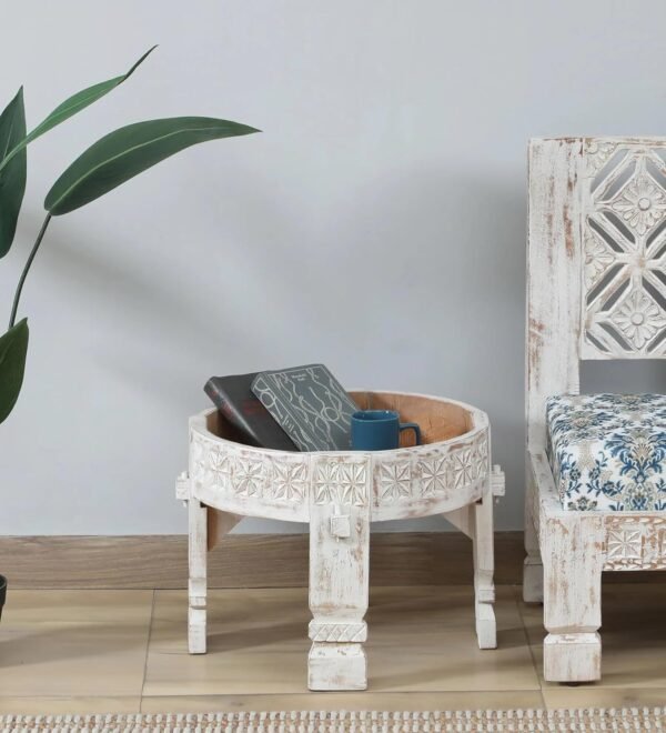 Udaipur Side Table Finish- Disressed White - Image 3
