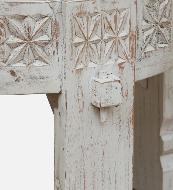Udaipur Low Seating Stool Set of 2 (L) - White Distressed - Image 6