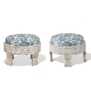 Udaipur Ottoman Set of 2 (S) Finish- Distressed White