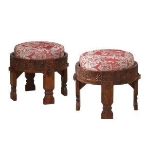 Udaipur Low Seating Stool Set of 2 (L) Finish- Tubaq