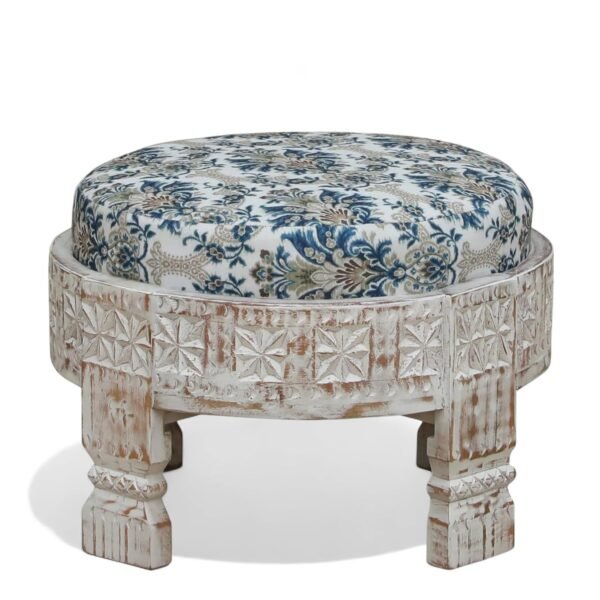 Udaipur Stool (S) Finish- Distressed White - Image 1