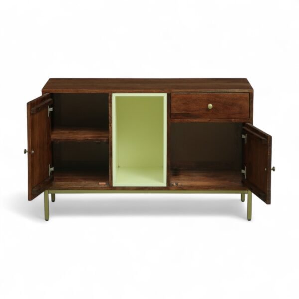 Kalki Acacia Wood TV Console , Finish –Tubaq & Off White - Image 6