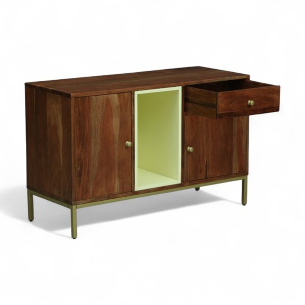 Kalki Acacia Wood TV Console , Finish –Tubaq & Off White - Image 5