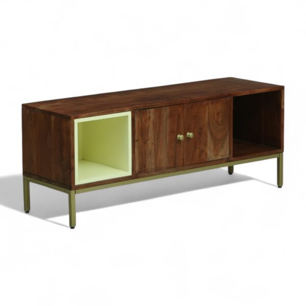 Kalki Solid Acacia Wood TV Console , Finish - Tubaq & Off White - Image 4