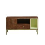 Kraft Bazaar Kalki Acacia Wood TV Unit 1 Drawer , Finish - Tubaq & Off-White