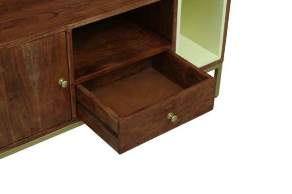 Kraft Bazaar Kalki Acacia Wood TV Unit 1 Drawer , Finish - Tubaq & Off-White - Image 6