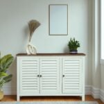 Madrid 3 door cabinet , Finish -White with distressed edges & Tubaq Top - Image 3
