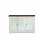 Madrid 3 door cabinet , Finish -White with distressed edges & Tubaq Top