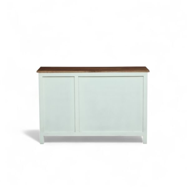 Madrid 3 door cabinet , Finish -White with distressed edges & Tubaq Top - Image 9