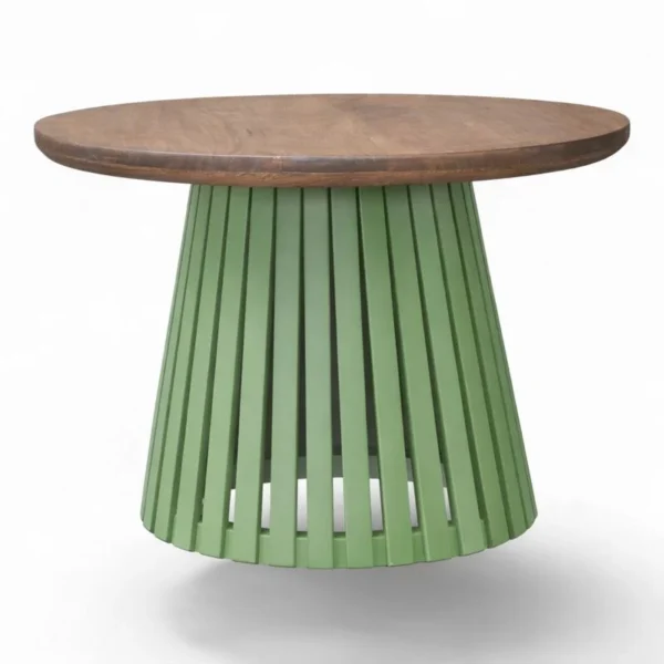 Orbit Round Solid Wood Coffee Table - Olive Green and Tubaq Brown - Image 1