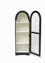 Arched Crockery Cabinet | Solid Wood Bar Cabinet - Panther Black - Image 3