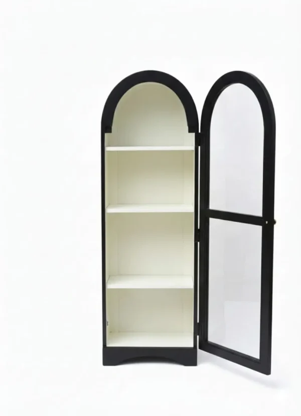 Arched Crockery Cabinet | Solid Wood Bar Cabinet - Panther Black - Image 3