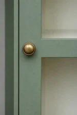 Arched Display Cabinet | Solid Wood Book & Display Cabinet with Storage - Olive Green & Off-White - Image 3