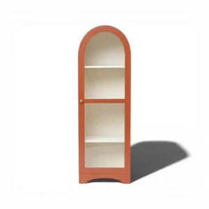 Arched Display Cabinet | Glass Door Cabinet - Vibrant Burnt Orange