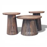 Orbit Solid Wood Coffee Table Set of 3 - Tubaq Brown