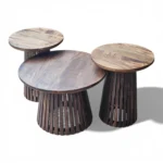 Orbit Solid Wood Coffee Table Set of 3 - Tubaq Brown - Image 5