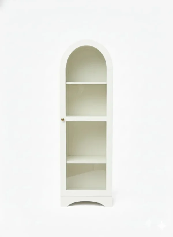 Kraft Bazaar Arched Crockery Cabinet | Glass Cabinet - Premium White - Image 1