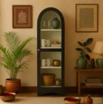 Arched Crockery Cabinet | Solid Wood Bar Cabinet - Panther Black - Image 2