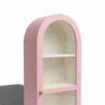 Arched Display Cabinet | Glass Door Cabinet - Rosset Pink & Off-White - Image 5