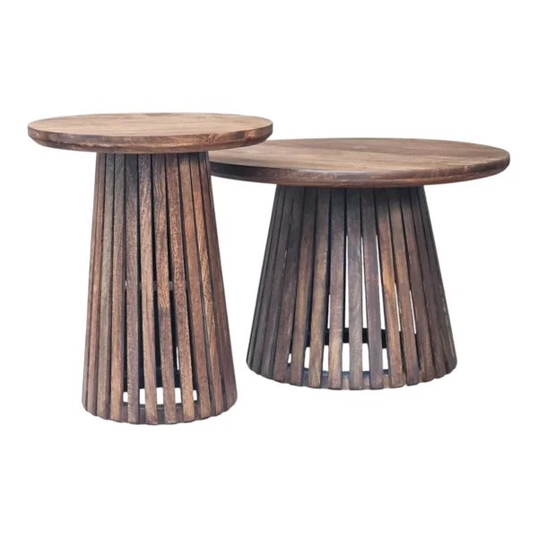 Orbit Solid Wood Coffee Table Set of 2 - Tubaq Brown - Image 3