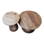 Orbit Solid Wood Coffee Table Set of 2 - Tubaq Brown - Image 4