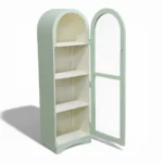 Arched Crockery Cabinet | Solid Wood Bar Cabinet - Sage Green - Image 3
