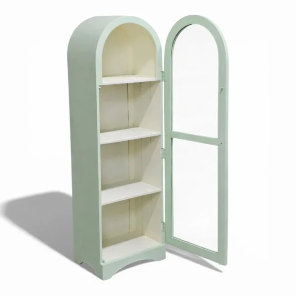Arched Crockery Cabinet | Solid Wood Bar Cabinet - Sage Green - Image 3