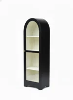 Arched Crockery Cabinet | Solid Wood Bar Cabinet - Panther Black - Image 4