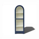 Arched Display Cabinet | Glass Door Cabinet - Royal Blue & Off-White