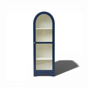 Arched Display Cabinet | Glass Door Cabinet - Royal Blue & Off-White