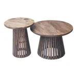 Orbit Solid Wood Coffee Table Set of 2 - Tubaq Brown - Image 5