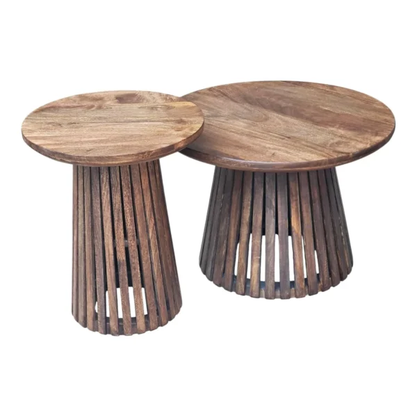 Orbit Solid Wood Coffee Table Set of 2 - Tubaq Brown - Image 6