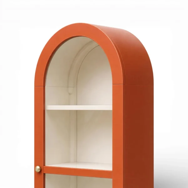 Arched Display Cabinet | Glass Door Cabinet - Vibrant Burnt Orange - Image 4
