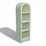 Arched Crockery Cabinet | Solid Wood Bar Cabinet - Sage Green - Image 4