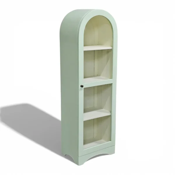 Arched Crockery Cabinet | Solid Wood Bar Cabinet - Sage Green - Image 4