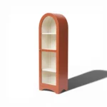 Arched Display Cabinet | Glass Door Cabinet - Vibrant Burnt Orange - Image 6
