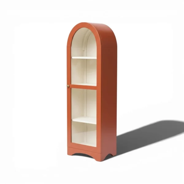 Arched Display Cabinet | Glass Door Cabinet - Vibrant Burnt Orange - Image 6