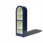 Arched Display Cabinet | Glass Door Cabinet - Royal Blue & Off-White - Image 3