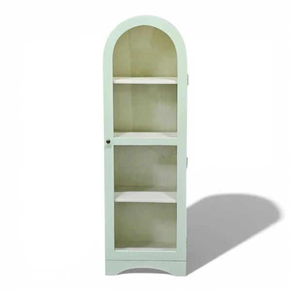 sy48vkyofp4mpyk34rgr Arched Crockery Cabinet | Solid Wood Bar Cabinet - Sage Green - Image 1