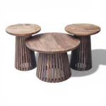 Orbit Solid Wood Coffee Table Set of 3 - Tubaq Brown - Image 6